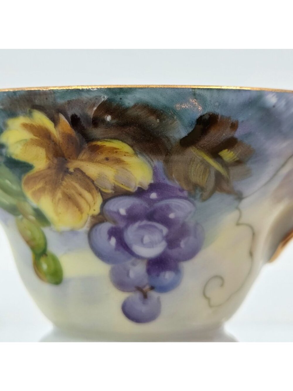 Lefton Festival SL2619 Set of 2 Snack Plate and Cup Porcelain Purple Green Grape - Picture 9 of 10